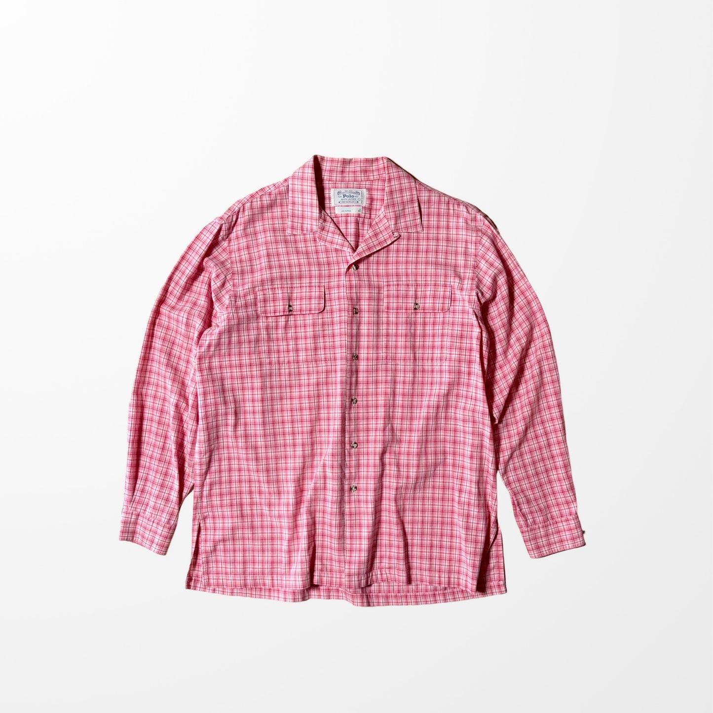 Polo Ralph Lauren Pink Plaid Open Collar Shirt 90s
