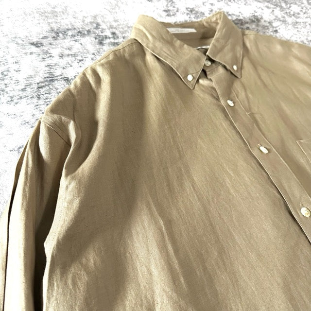 Perry Ellis Beige Linen Shirt Button Down – XL