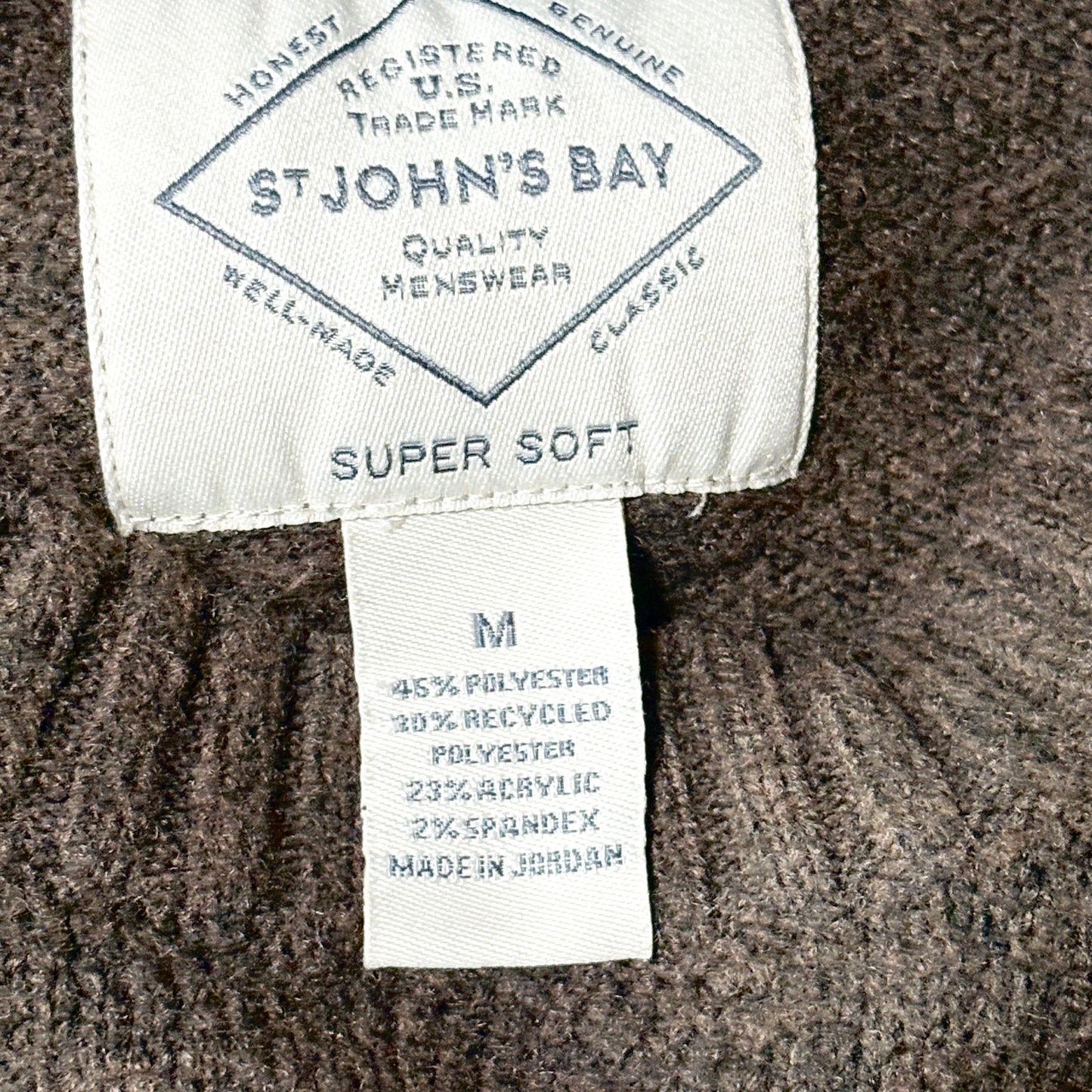 Dark Brown　Crewneck Sweater – M – St. John’s Bay Recycled Polyester Blend