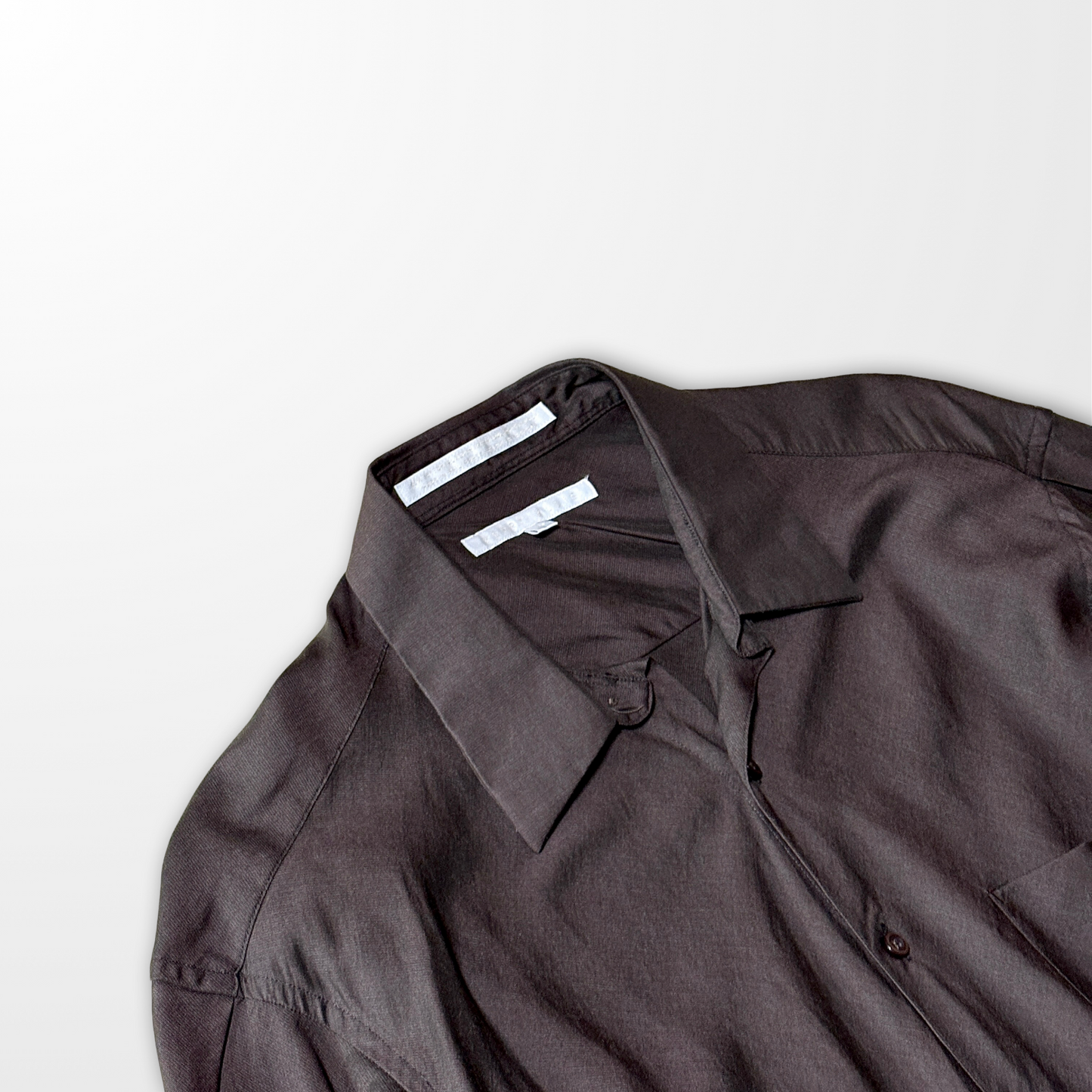 PERRY ELLIS Cotton Rayon Blend Shirt – Dark Brown – L