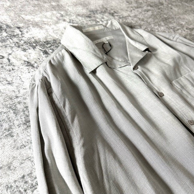 PERRY ELLIS Gray Textured Open Collar Shirt – XL