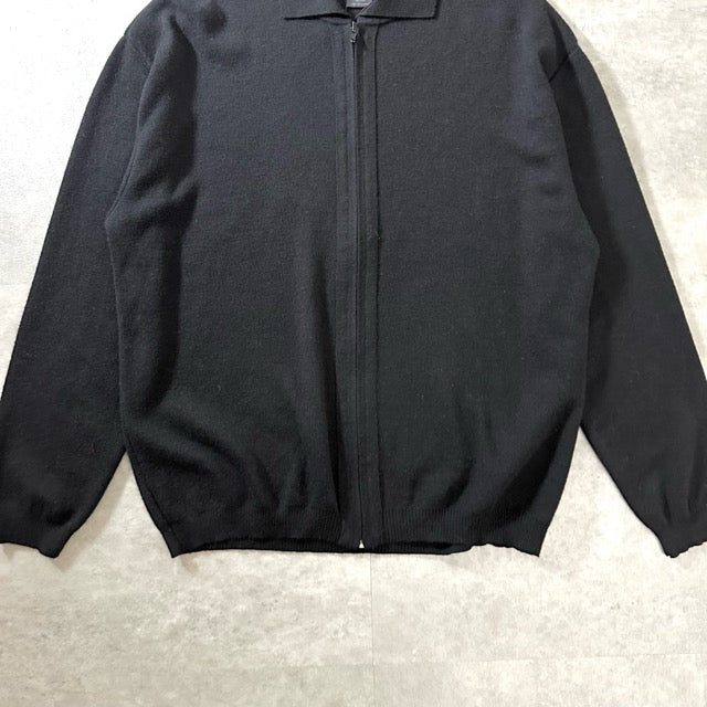 Merino Wool Zip Knit Polo Black – Made in Italy L