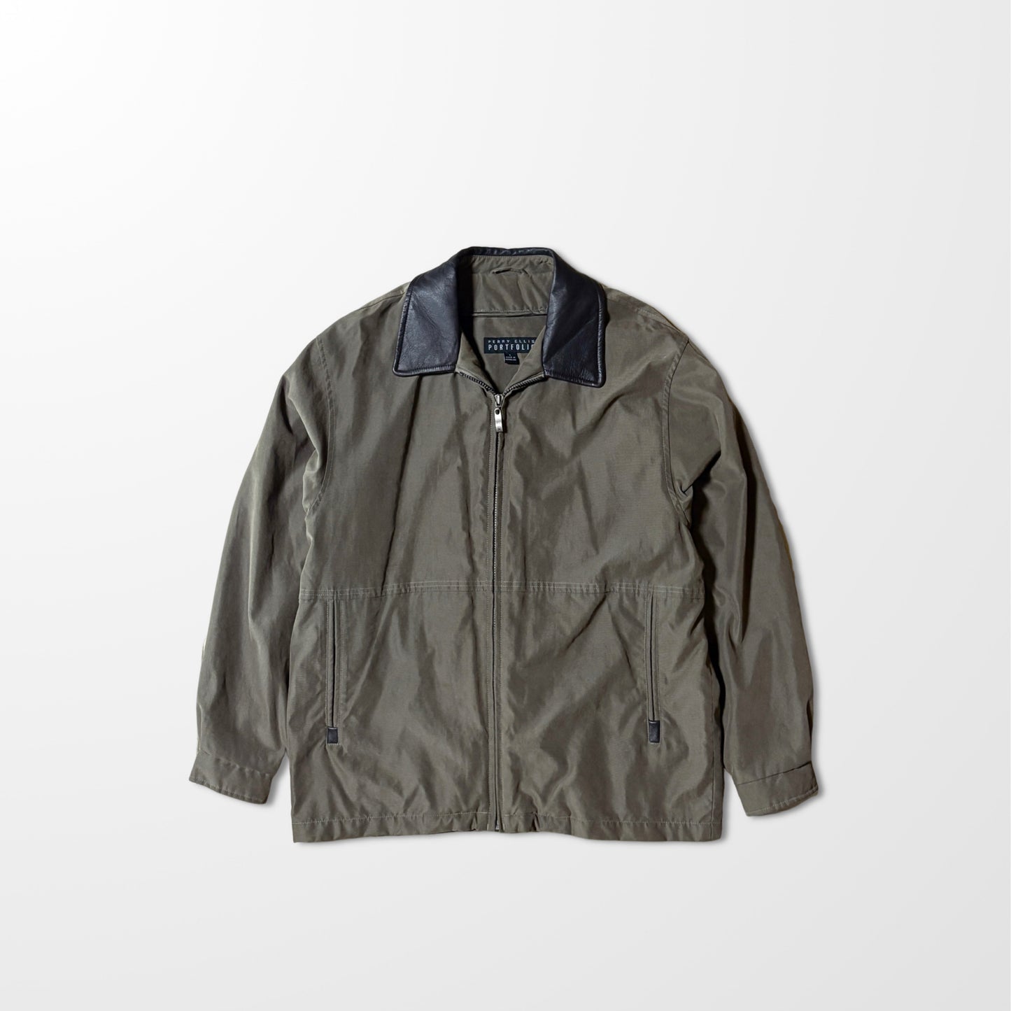Leather Collar Blouson – L / Olive　Perry Ellis