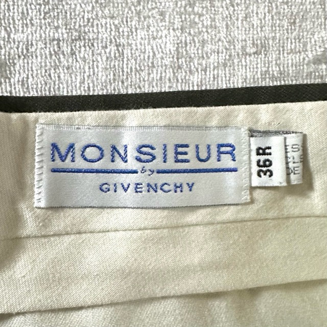 Givenchy 3 Tuck Wool Slacks Olive Wide Fit – 36