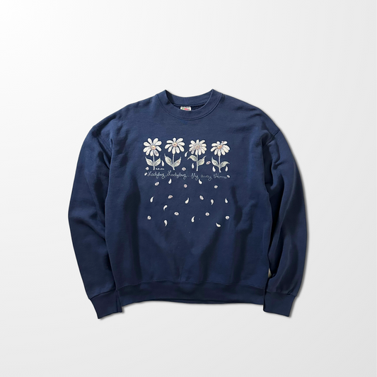 Fruit of the Loom “BEST” 50/50 Navy Floral Print Sweatshirt – L / Made in U.S.A.