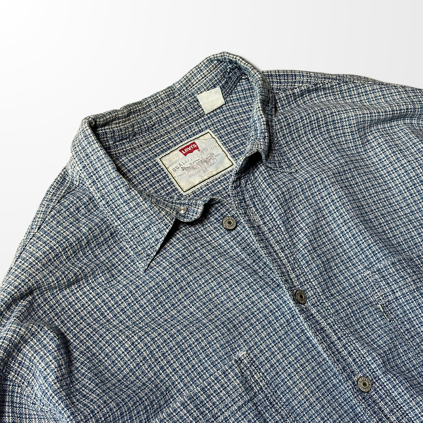 Blue Mini Check  Cotton Blue Mini Check Shirt – XL