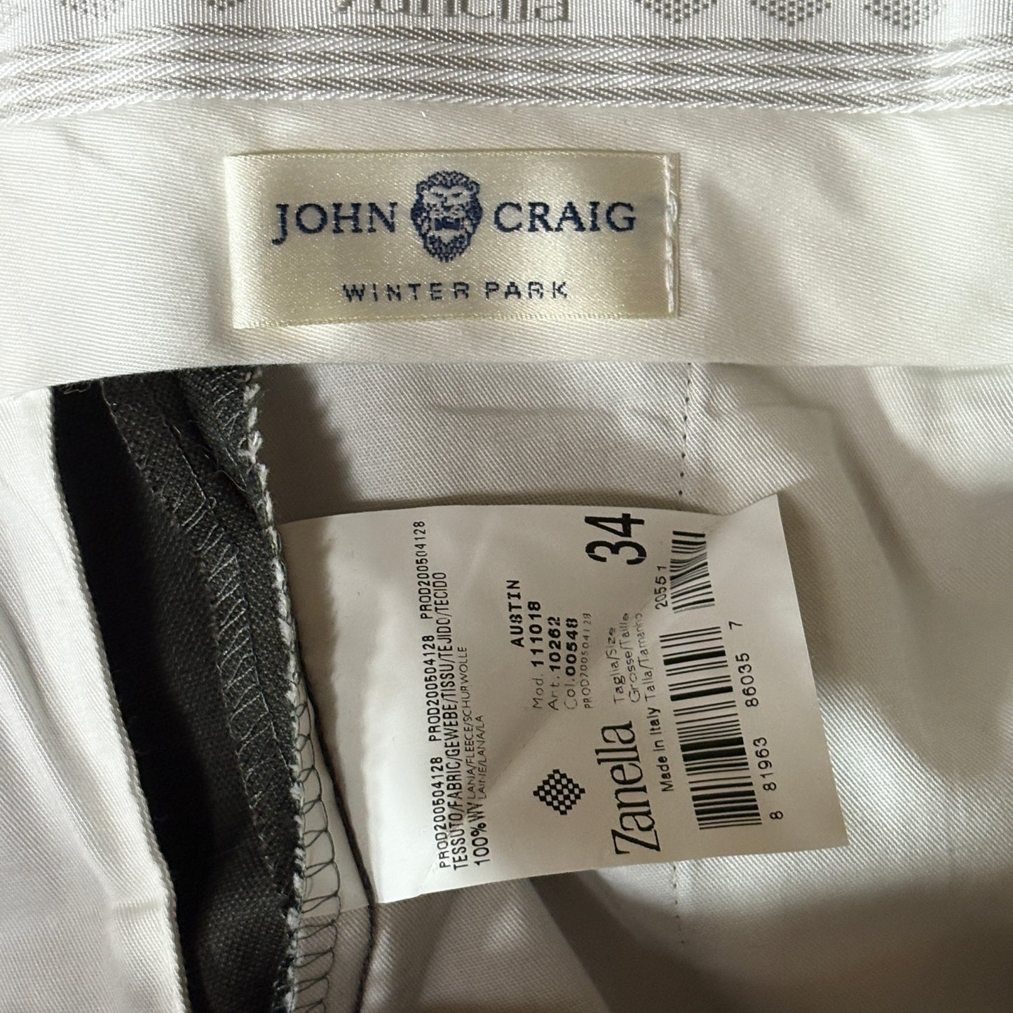 Zanella Wool Pleated Dress Pants –  Charcoal– Size 33