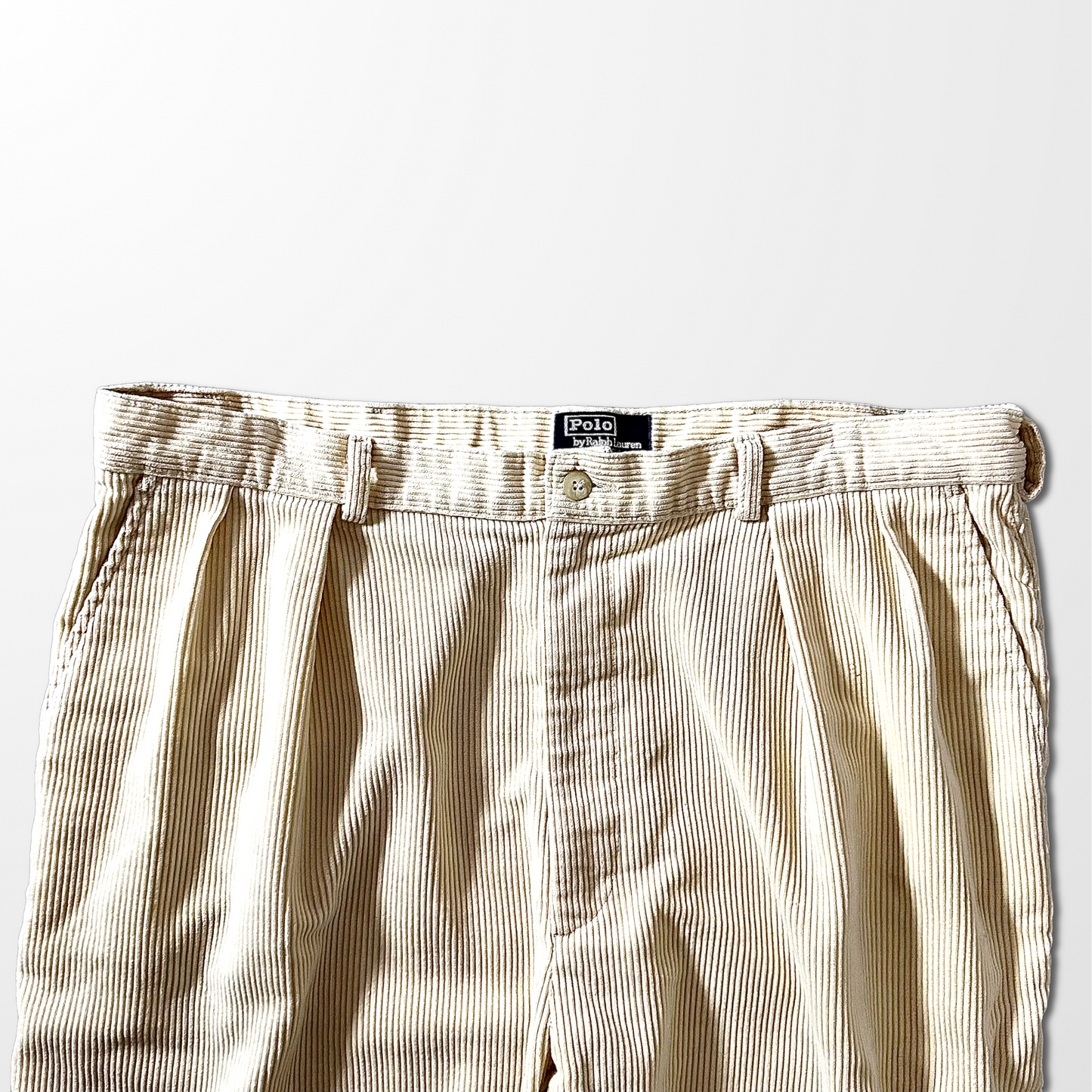 Ralph Lauren Corduroy Pleated Pants – Cream – W38　Made In USA