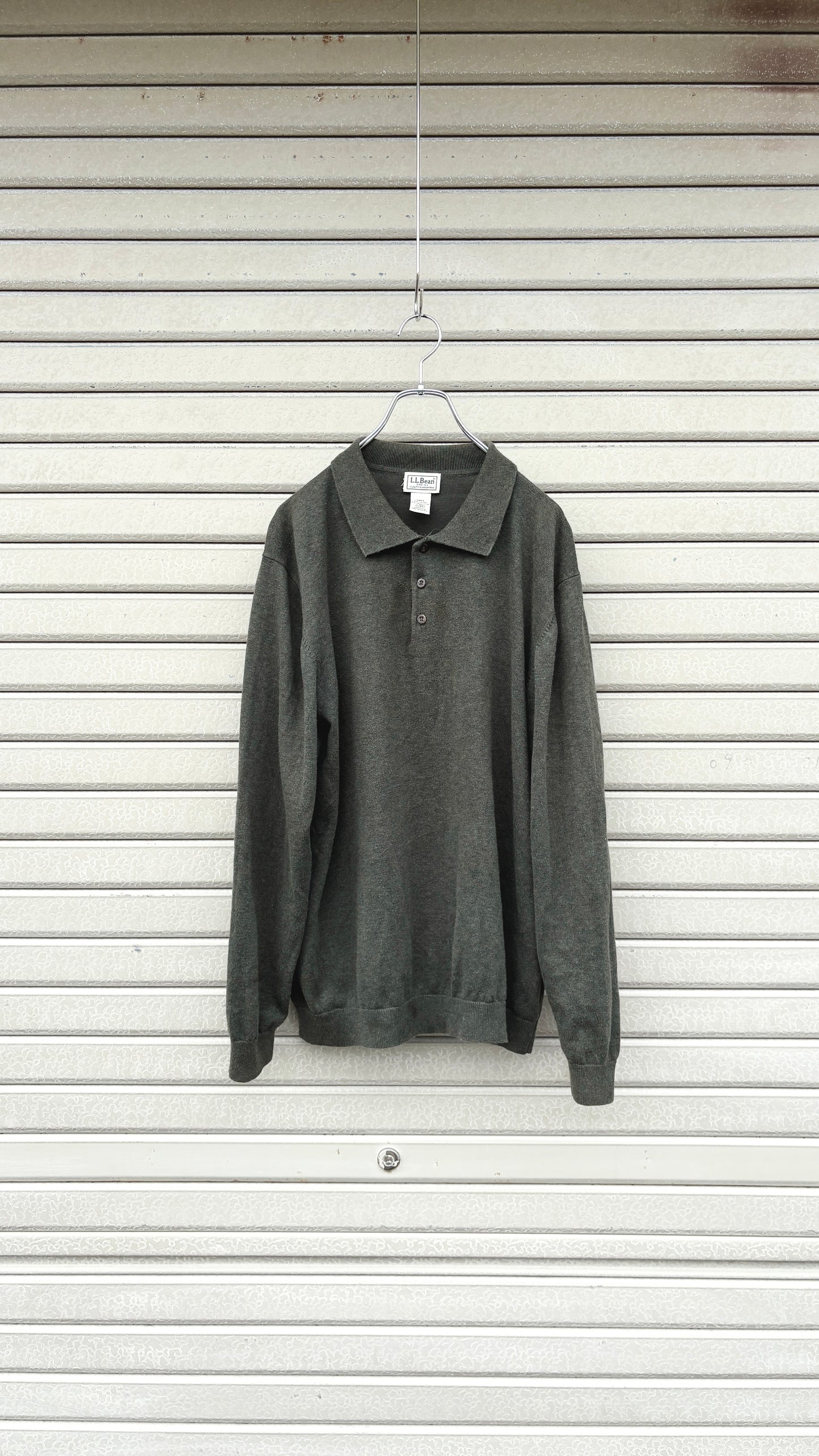 L.L.Bean Cotton Nylon Knit Polo Sweater Green – L