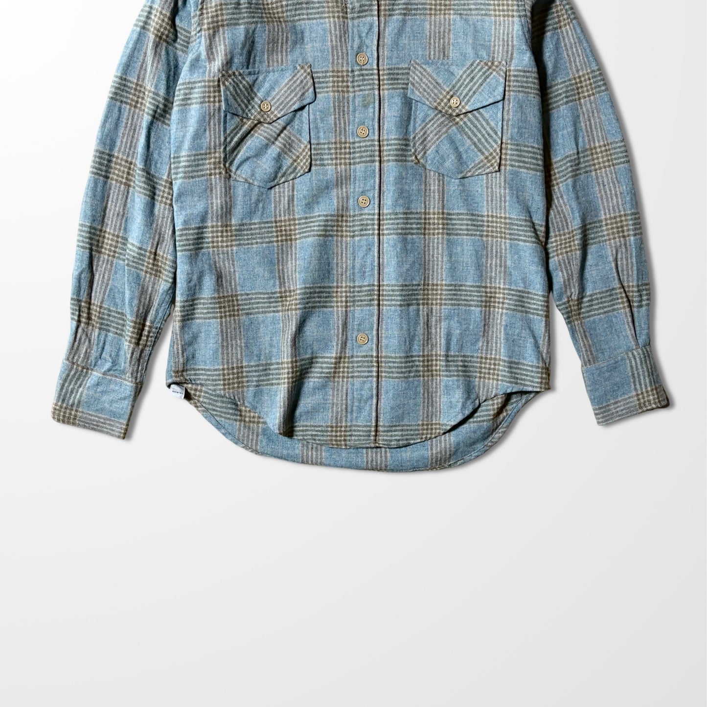 80s Van Heusen Wool Blend Plaid Shirt – M / Made in Korea