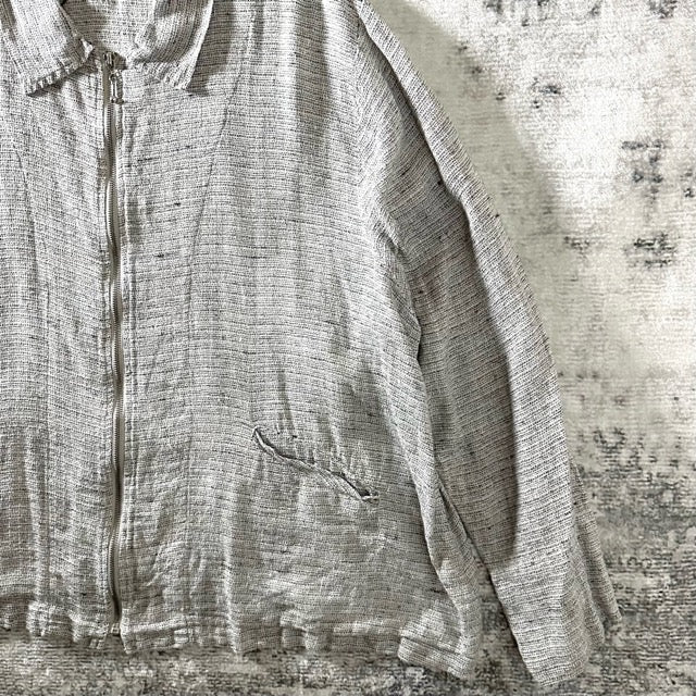 FLAX 100% Linen Gray Zip Jacket – XL