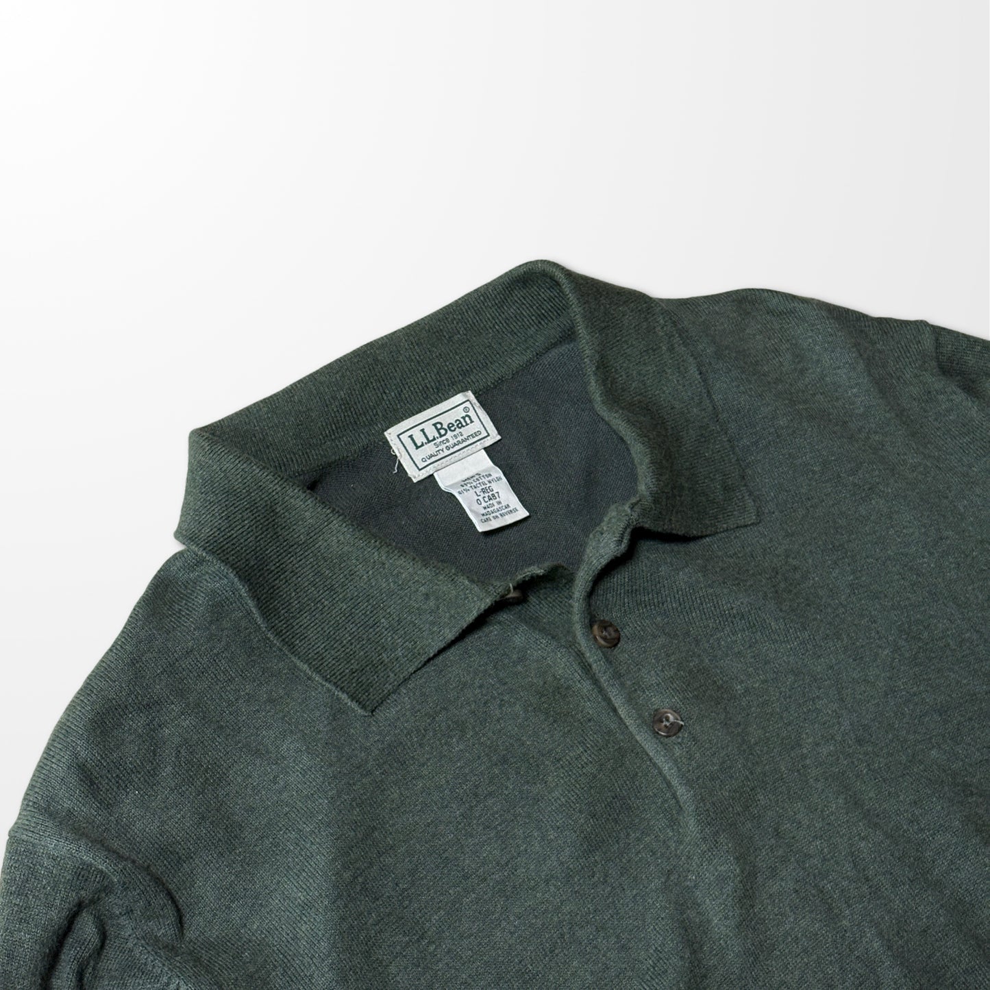 L.L.Bean Cotton Nylon Knit Polo Sweater Green – L