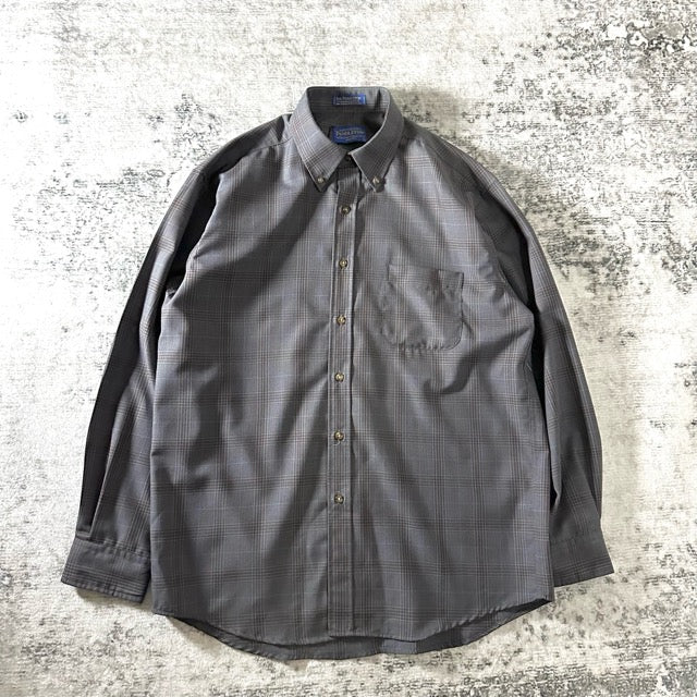 Pendleton Gray Wool Check Shirt Subtle Pattern – L