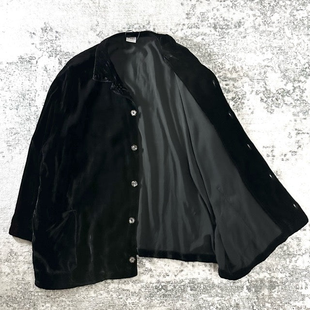 Black Rayon Velvet Shirt Jacket Relaxed Fit – M - CP SHADES