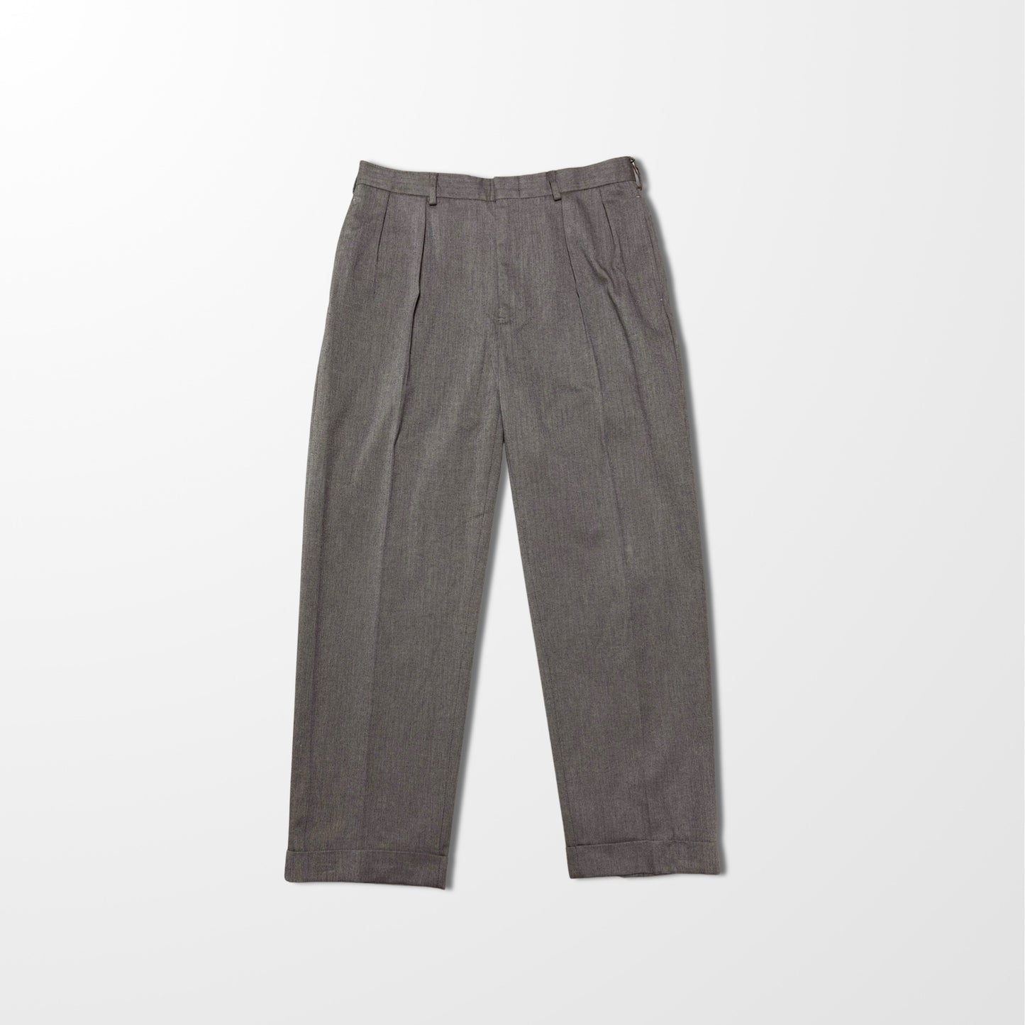 Ralph Lauren Wool-Cotton Herringbone Slacks – Vintage Double-Pleated Elegance