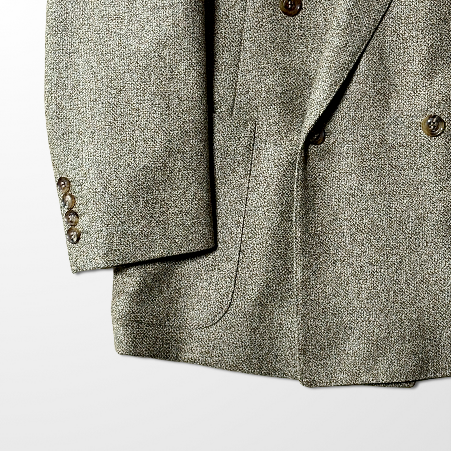 Double-Breasted Jacket – Beige Tweed – Made in Japan