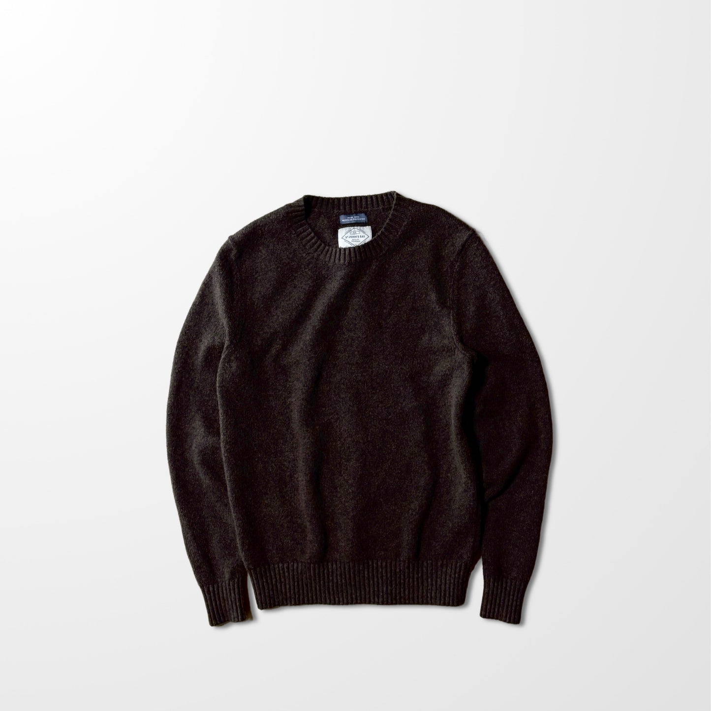 Dark Brown　Crewneck Sweater – M – St. John’s Bay Recycled Polyester Blend