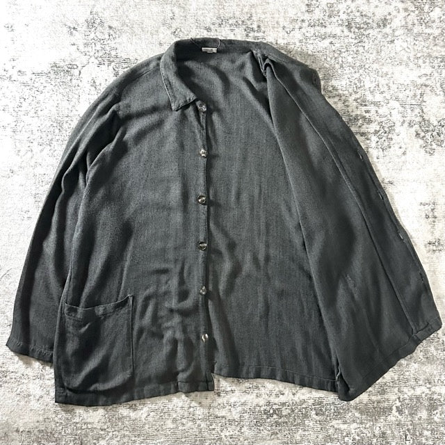 Rayon Herringbone Shirt Jacket Charcoal – L - CP SHADES