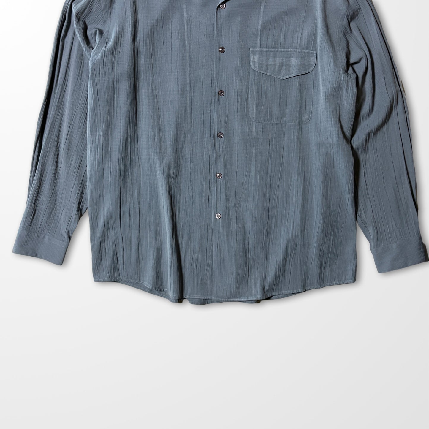 Perry Ellis Rayon Poly Open Collar Shirt XL – Gray Texture