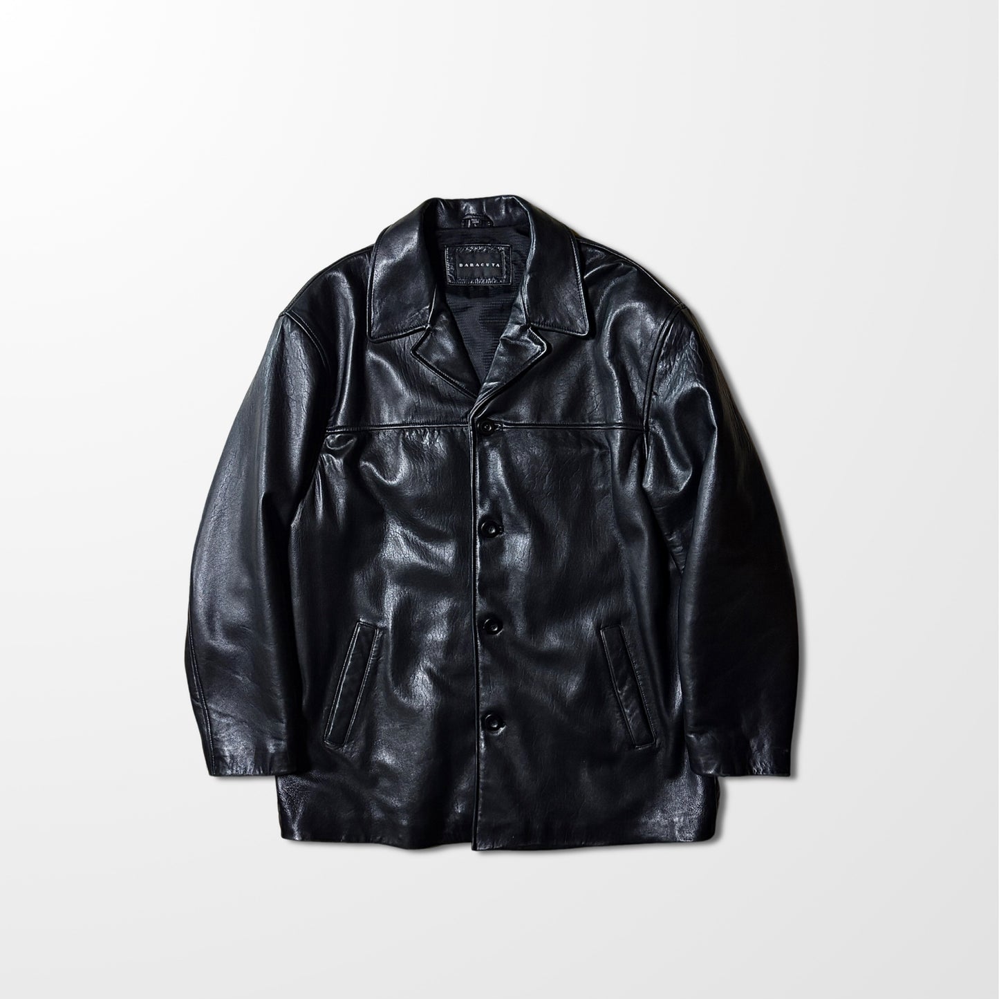 Baracuta Lambskin Leather Car Coat Black – L