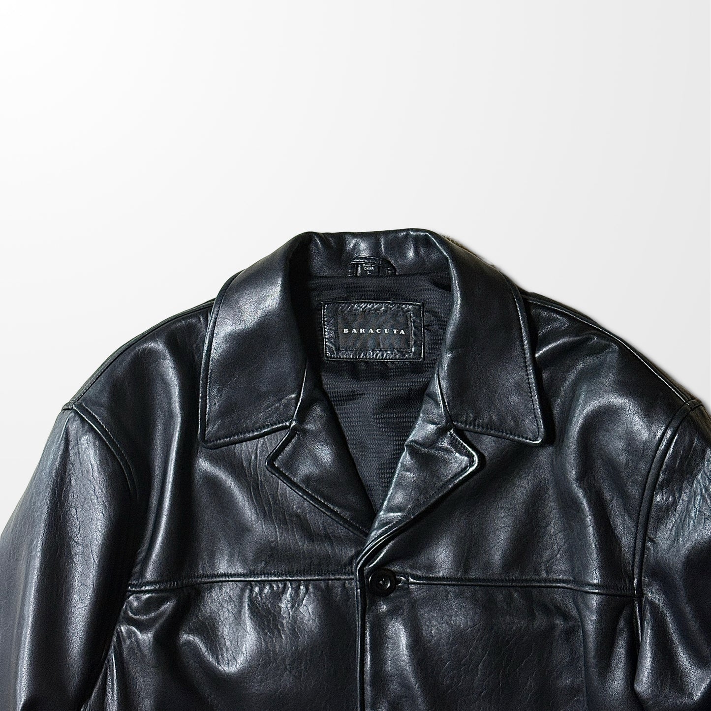 Baracuta Lambskin Leather Car Coat Black – L