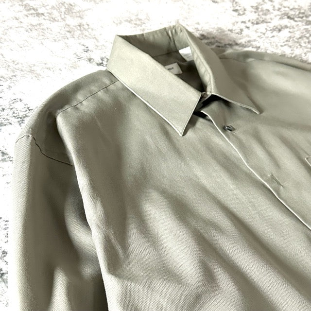 Yves Saint Laurent Olive Sheen Long Sleeve Shirt – L