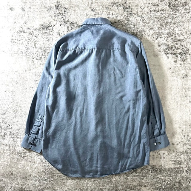 Light Blue Silk Shirt Smooth Texture – L