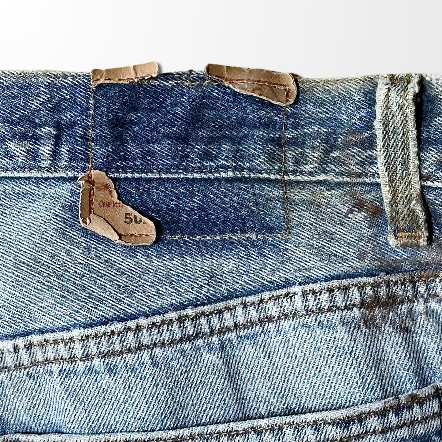 Levi’s 501 Vintage Distressed Jeans – Paint Stains & Heavy Fade – Made In USA  W38