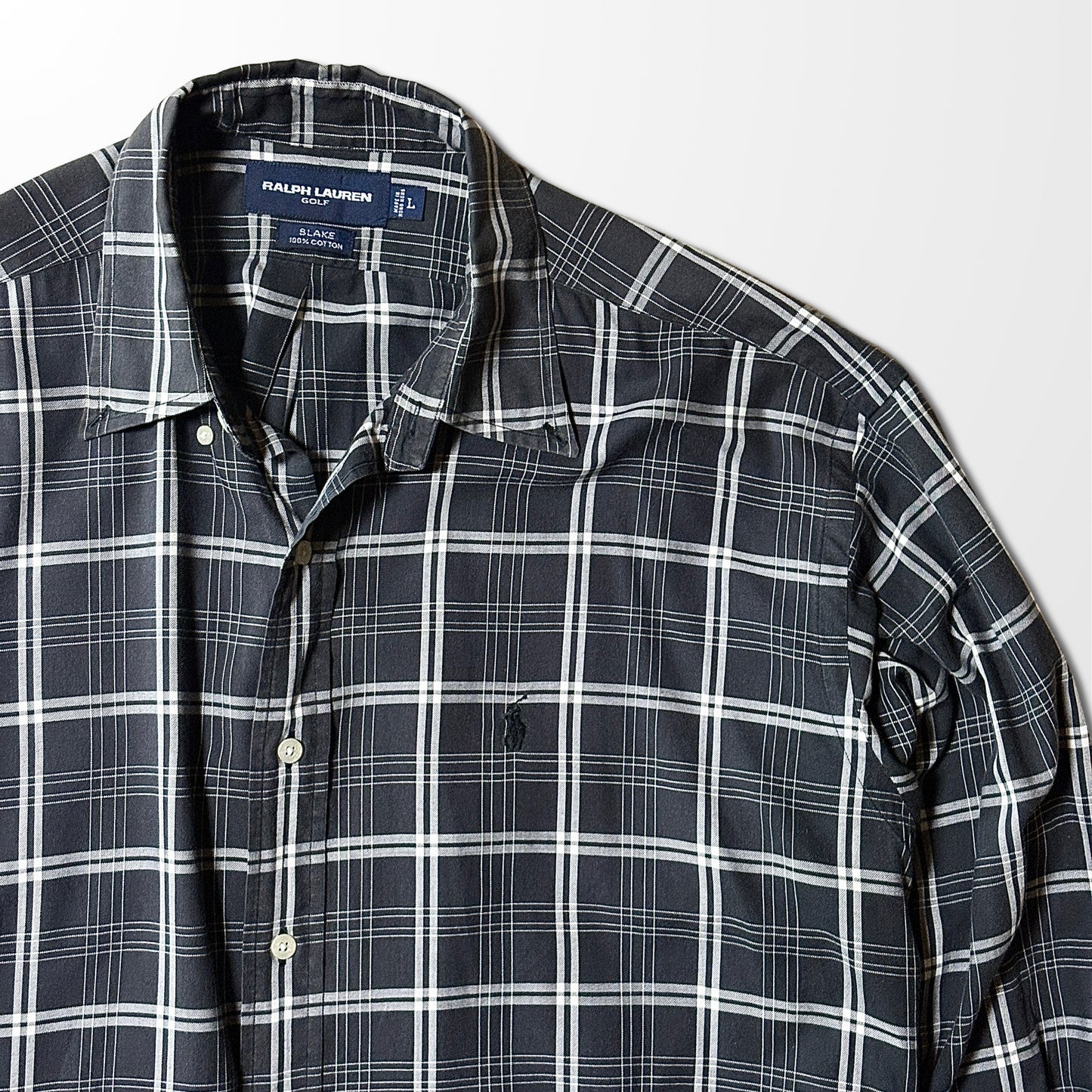 Ralph Lauren Golf Cotton Black Check Shirt – L