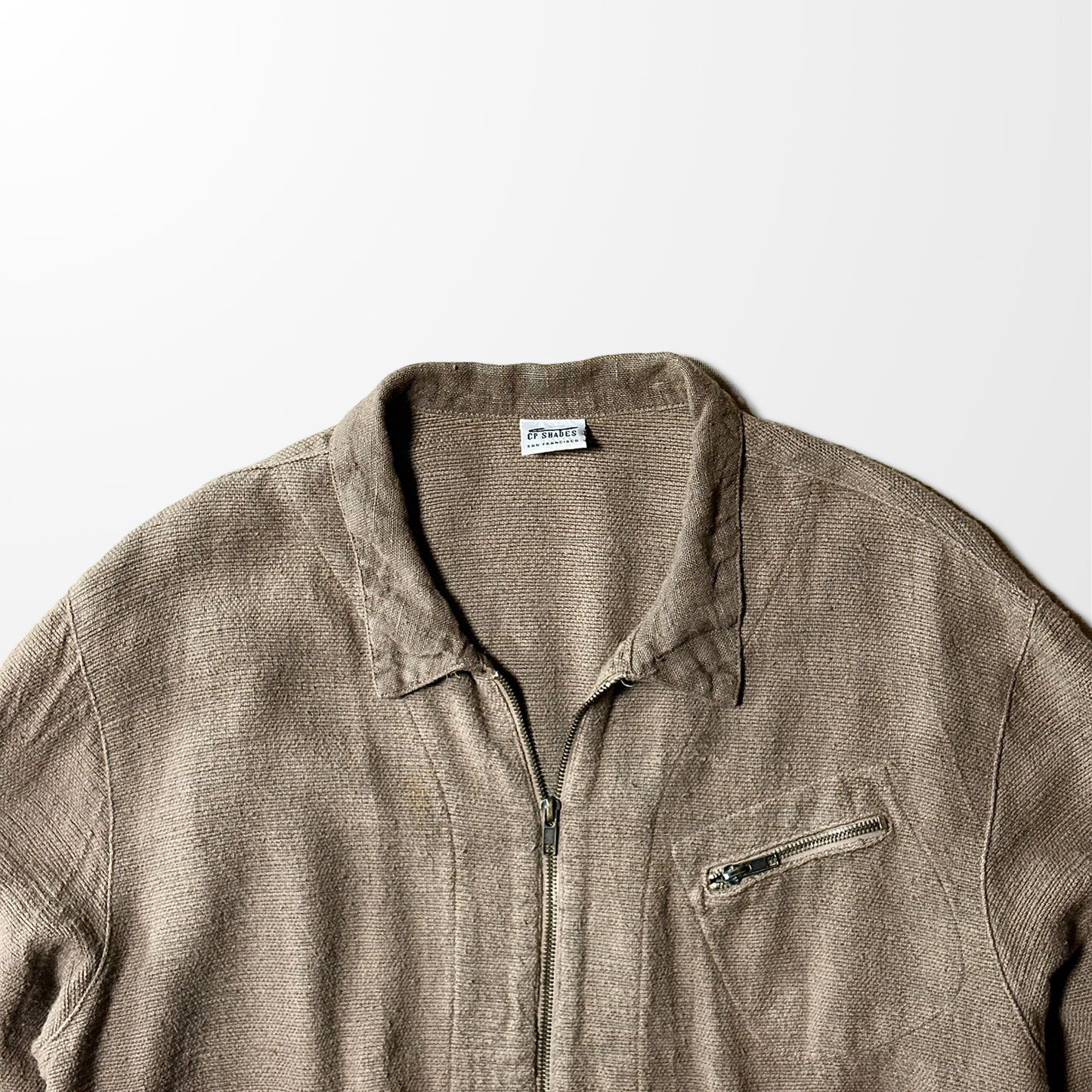 Cotton Linen Rayon Work Jacket – M – Brown-CP Shades