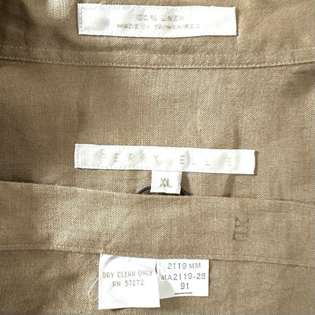 Perry Ellis Beige Linen Shirt Button Down – XL
