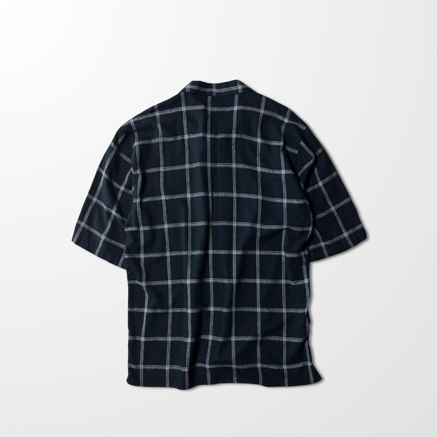 Linen Rayon Windowpane Check Shirt Black– 3XLTRUST USA
