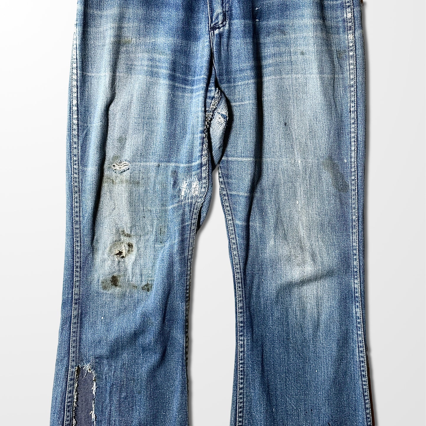 1970s Vintage Denim Work Pants – Blue, Distressed