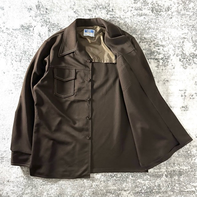 Brown Polyester Shirt Jacket – L
