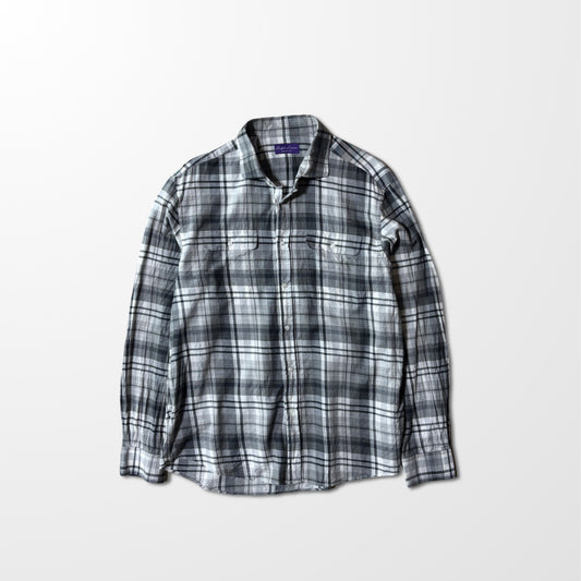 Ralph Lauren Purple Label Check Shirt in Cashmere Cotton, Made in Italy-XL
