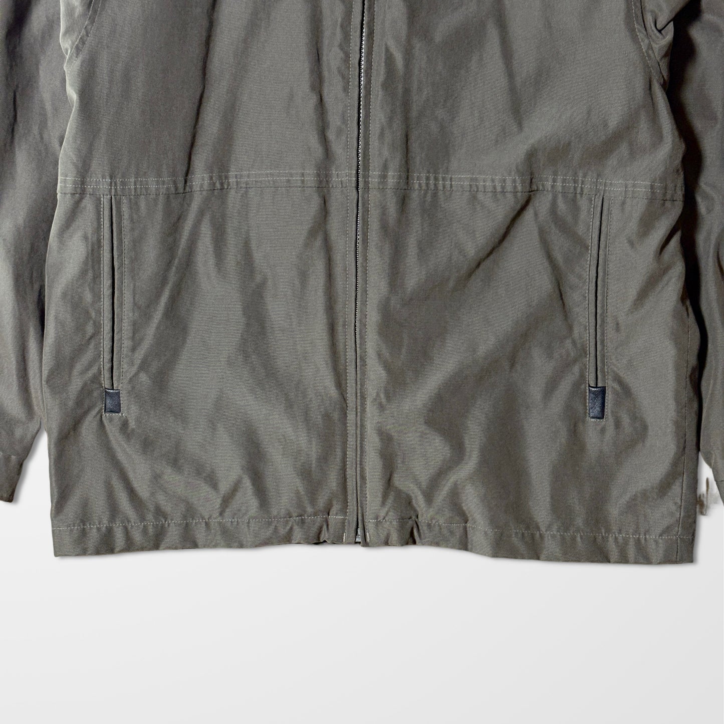 Leather Collar Blouson – L / Olive　Perry Ellis