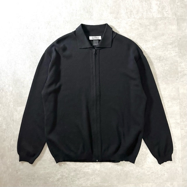 Merino Wool Zip Knit Polo Black – Made in Italy L