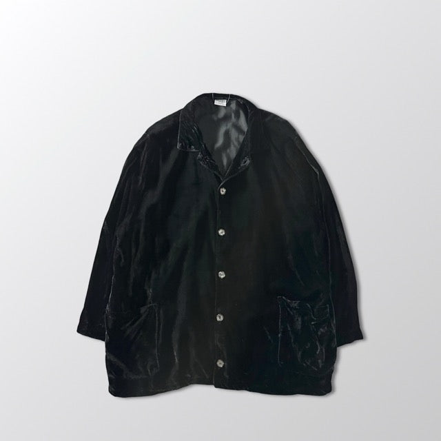 Black Rayon Velvet Shirt Jacket Relaxed Fit – M - CP SHADES