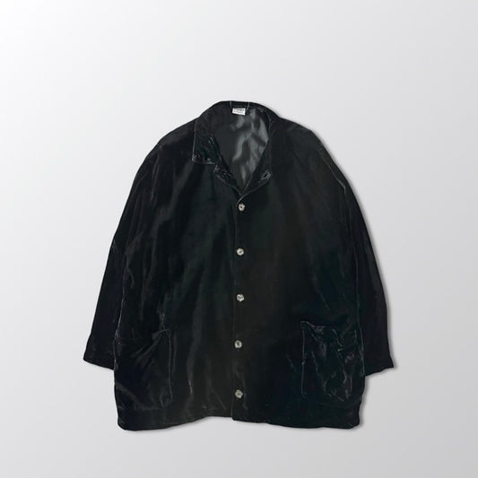 Black Rayon Velvet Shirt Jacket Relaxed Fit – M - CP SHADES