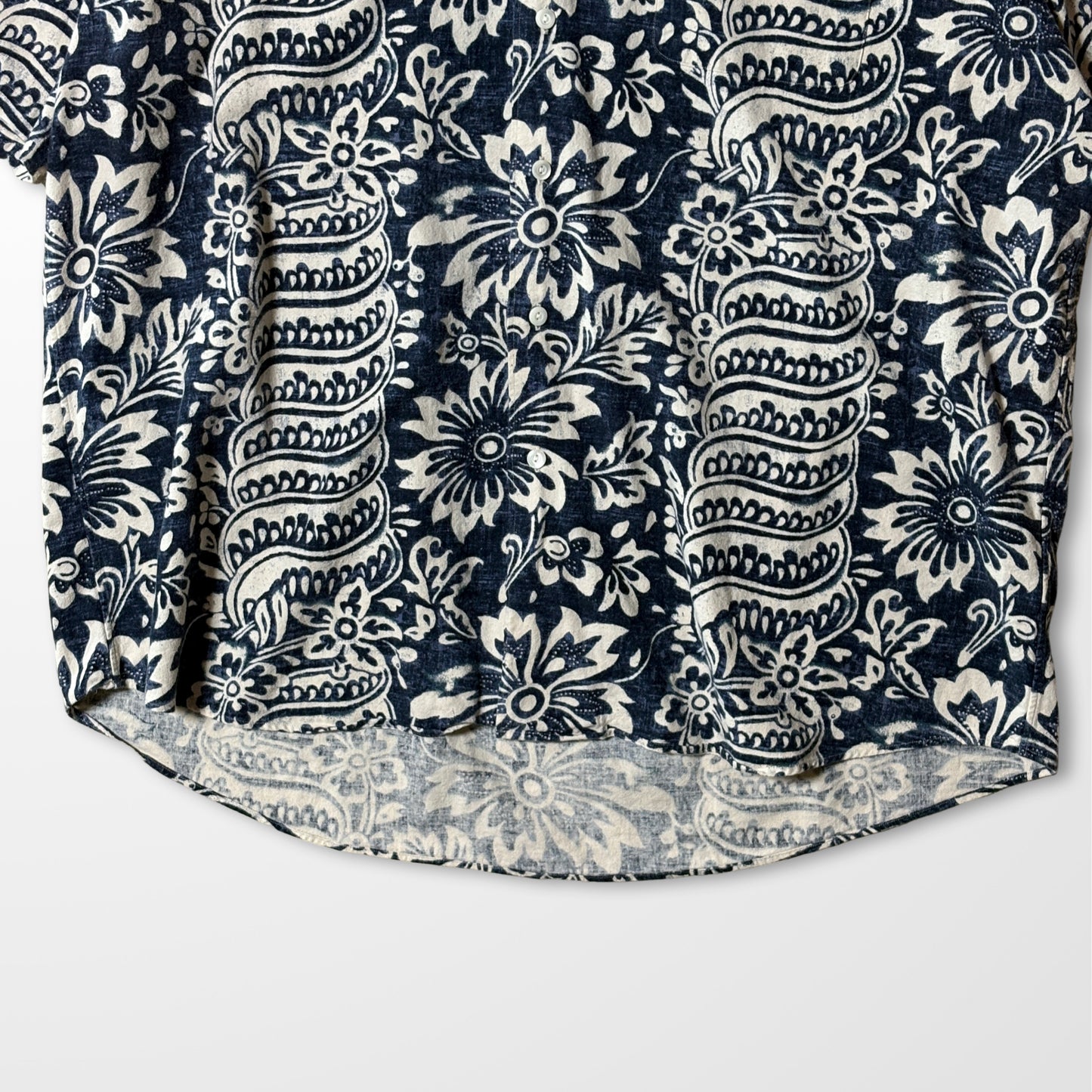 Polo Ralph Lauren Linen Cotton Aloha Shirt XL Navy Floral Pattern