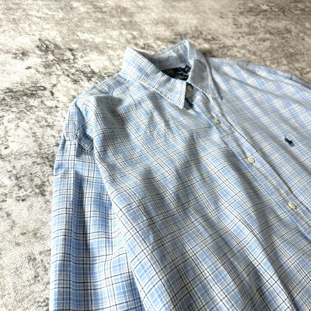 Polo by Ralph Lauren Blue Check Linen Blend Shirt – L