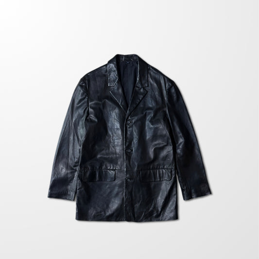 Brooks Brothers Leather Tailored Jacket – Black, L