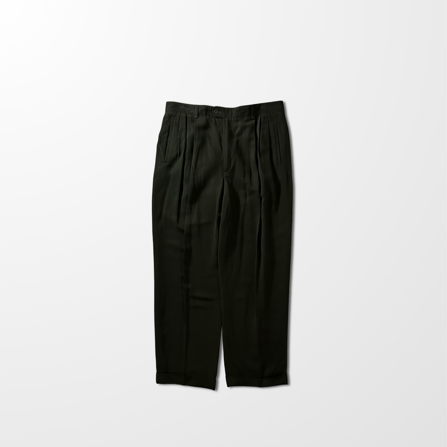 Zanella Outdoor Rayon Silk Pleated Trousers – Dark Olive – W36  Made In Italy