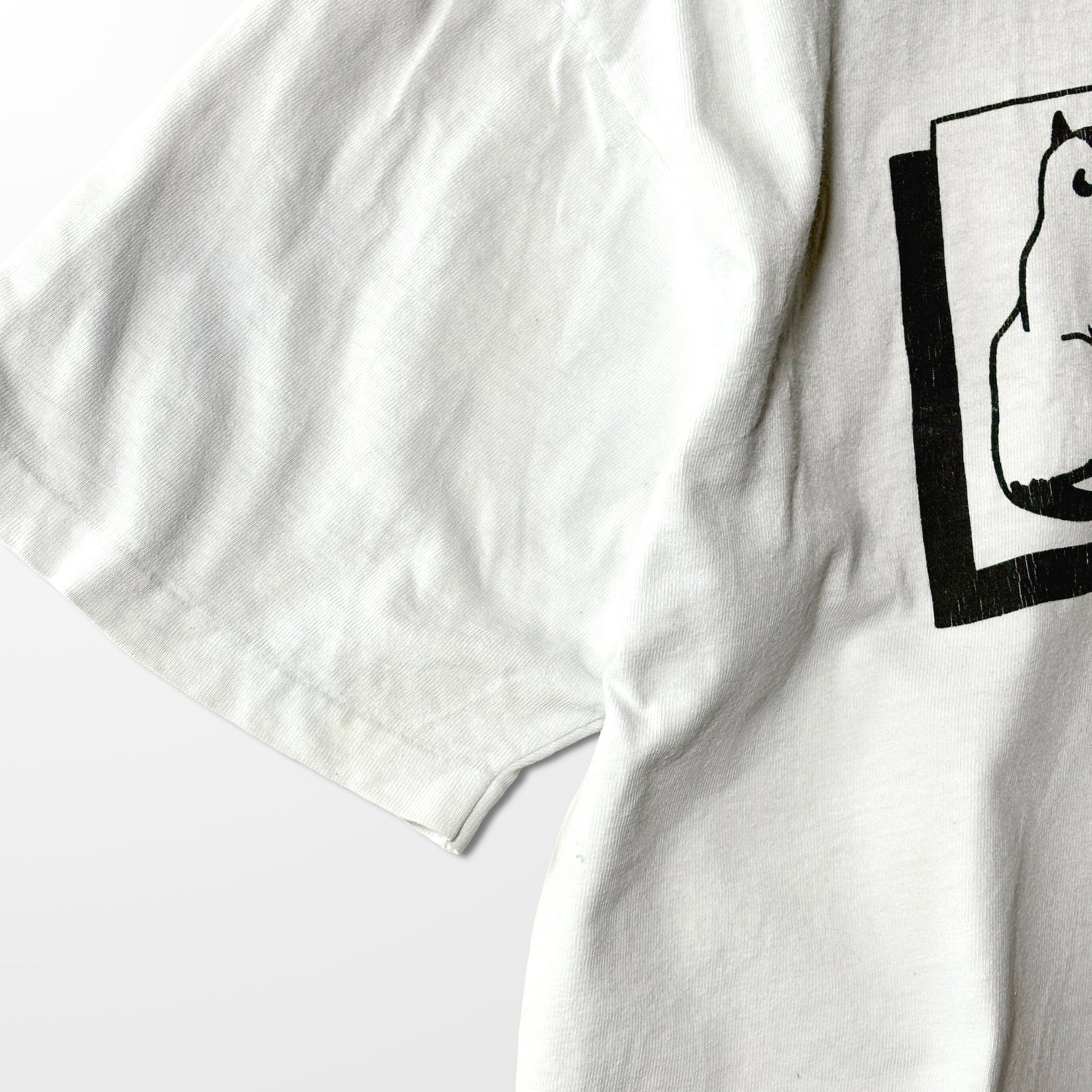 White Cat Print T-Shirt Hanes Beefy-T  – XL