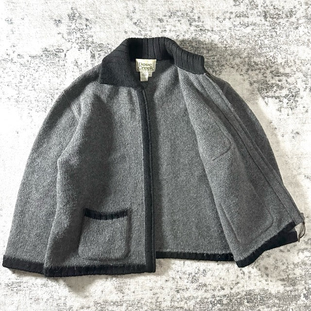 Mohair Blend Knit Zip Cardigan Gray Relaxed Fit – XL