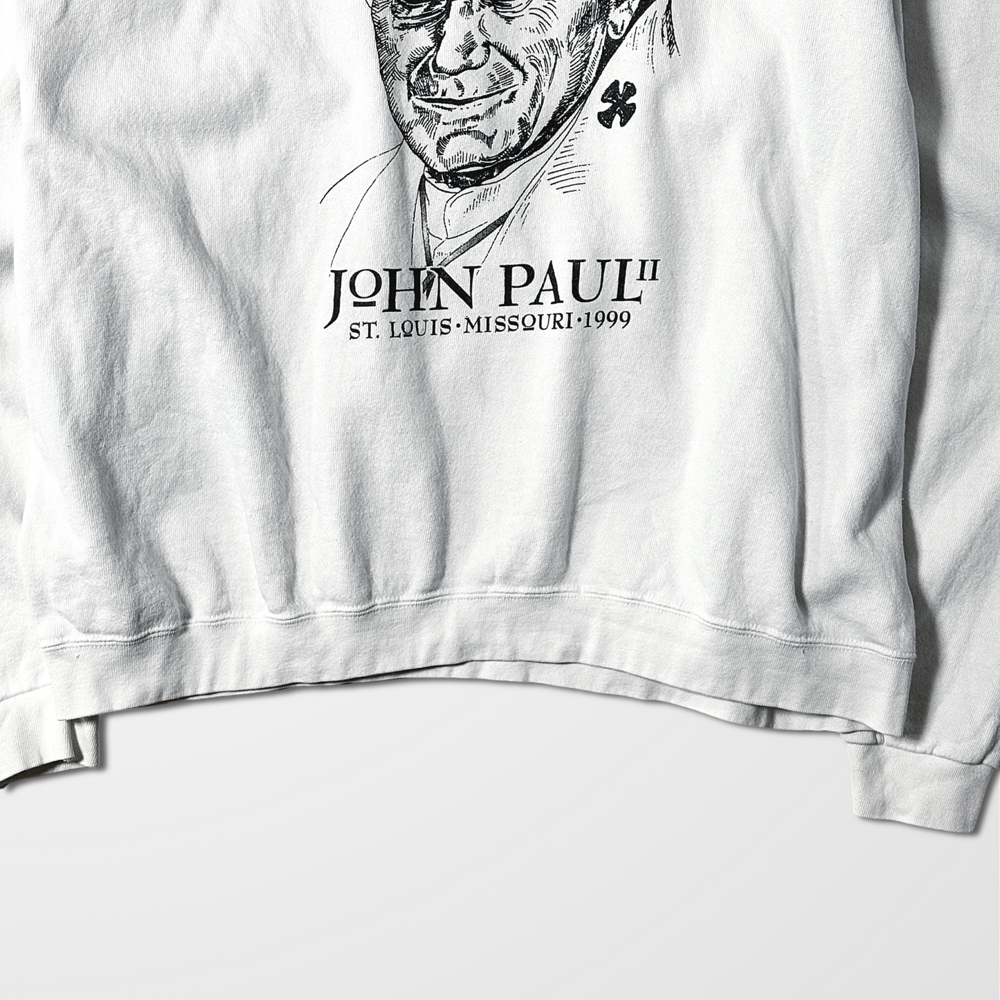 DELTA 90/10 Cotton White Sweatshirt – John Paul II Graphic – XL (Made in USA)