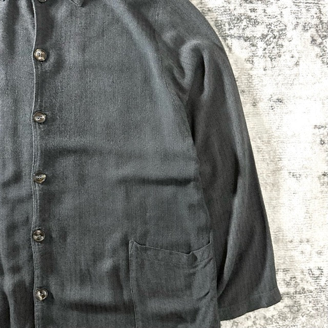 Rayon Herringbone Shirt Jacket Charcoal – L - CP SHADES