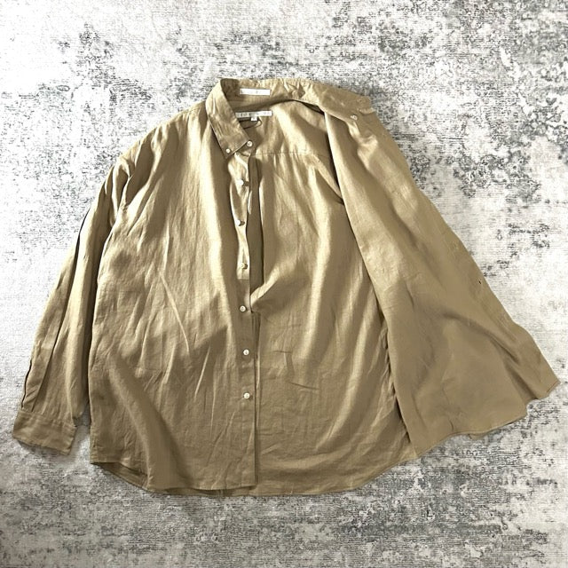 Perry Ellis Beige Linen Shirt Button Down – XL