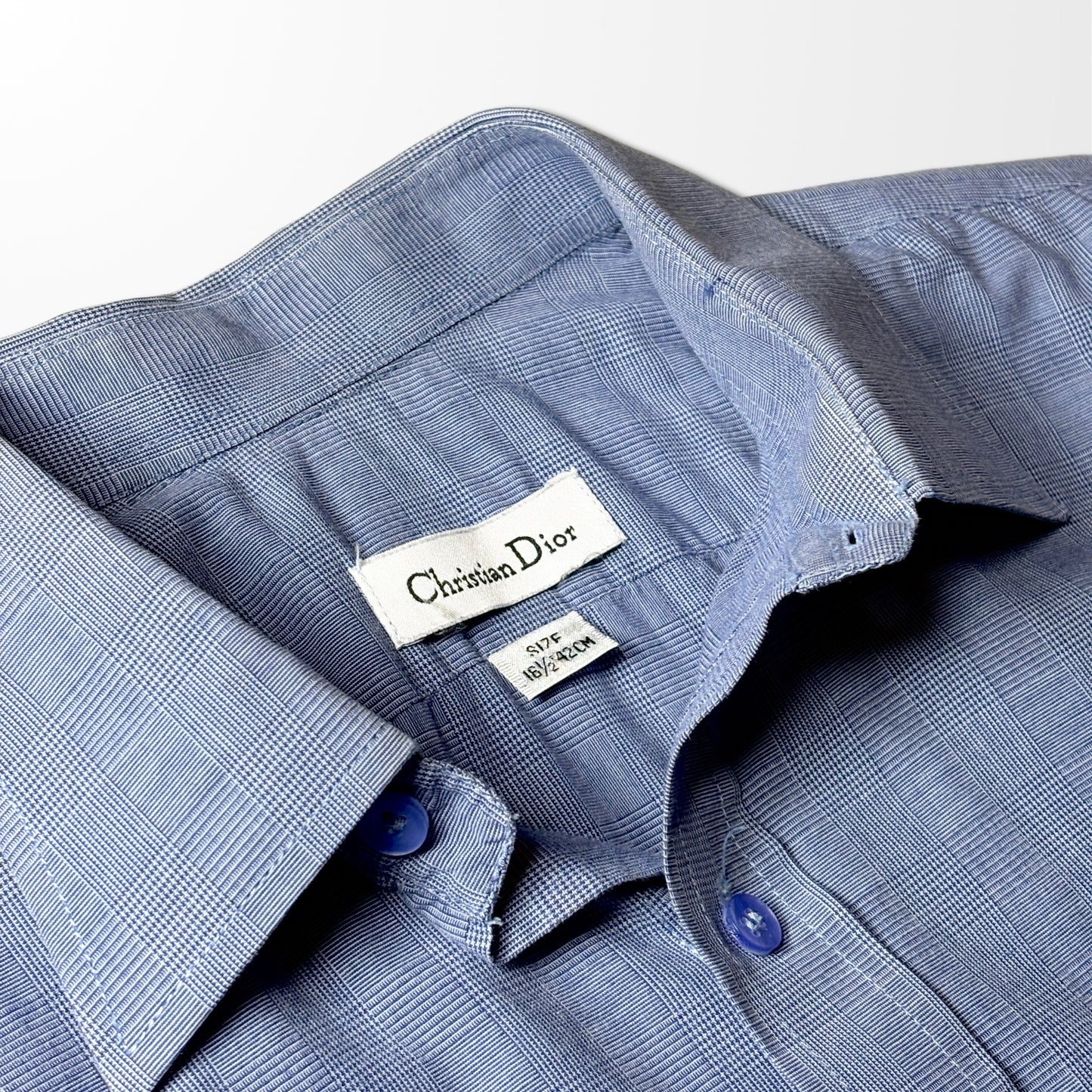 Vintage Dior Blue Check Shirt – Subtle Elegance in Texture