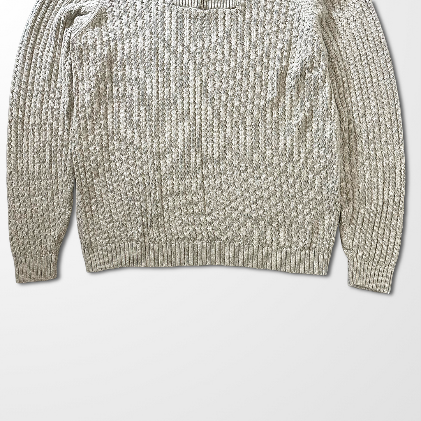 Cotton Half Button Sweater – Beige – Tall L (Made in Hong Kong)